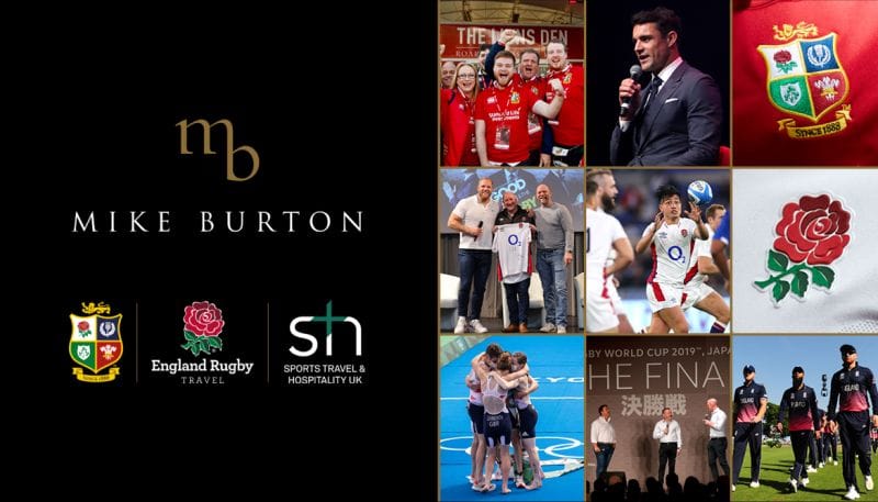 The Mike Burton Group logo alongside images of sports and activities